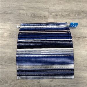 Promod Navy and White Striped Pencil mini skirt size medium